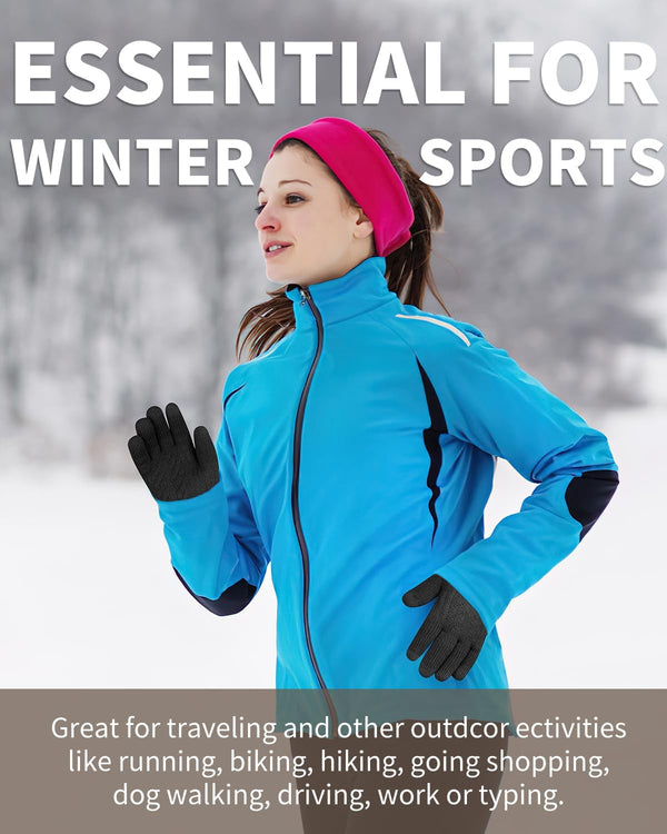Thermal Winter Gloves-Fleece Lining for Men Women Black