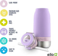 Ello Emma 14Oz Vacuum Insulated Stainless Steel Kids Water Bottle with Straw and Built-In Carrying Handle and Leak-Proof Locking Lid for School