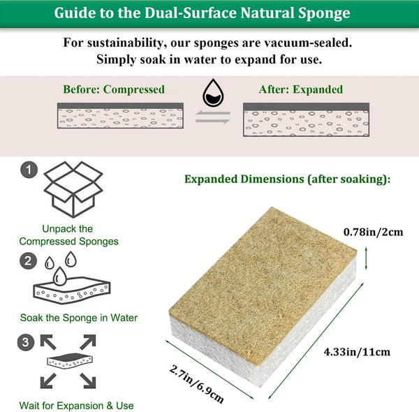 Natural Kitchen Sponge Compostable Kitchen Sponges Cellulose and Coconut Scrubber Abrasive Scrubbing Pads Smilepowo Environmentally Friendly