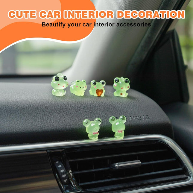 Luminous Frog Car Dashboard Decor, 6PCS Fun Frog Car Dash Decorations Rear View 