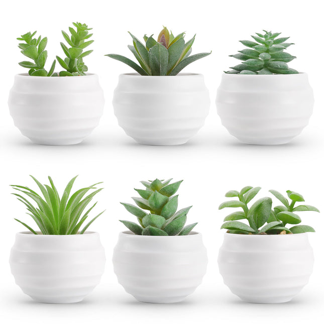 Der Rose Set of 6 Succulents Plants Artificial in Pots Small Fake Plants for Bedroom Aesthetic Living Room Office Shelf 