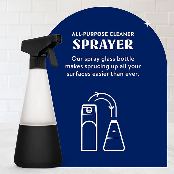 Cleancult Glass Spray Bottles (16Oz, 2 Pack) - Refillable All Purpose Cleaning Spray Bottle - Bpa-Free Plastic Nozzle & Non Slip Silicone Sleeve -