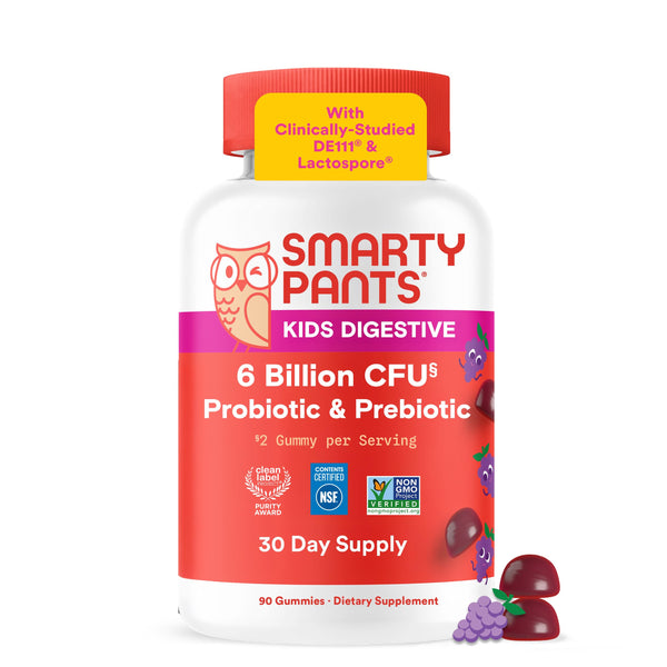 Smartypants Kids Probiotic Immunity Gummies: Prebiotics & Probiotics for Digestive Health and Immune Support Supplement, Gluten Free, Vegan, Grape