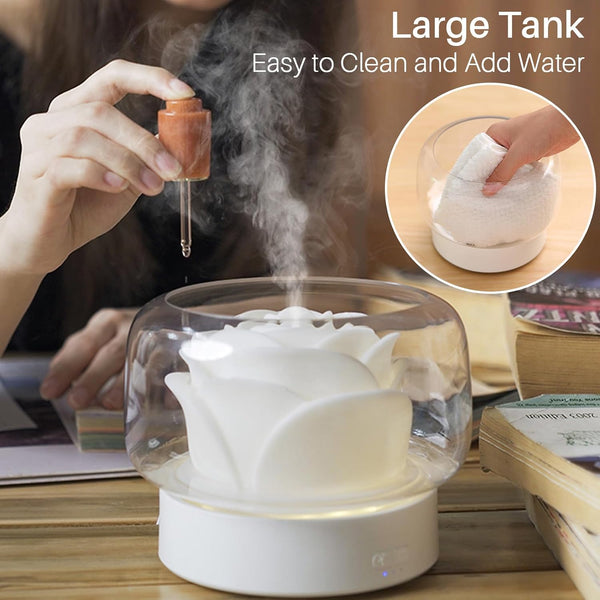 Essential Oil Diffuser Humidifier 2-in-1 Cool Mist Aromatherapy Diffuser with 7 Colors Night Lights Waterless Auto-Off Humidifier for Home Bedroom