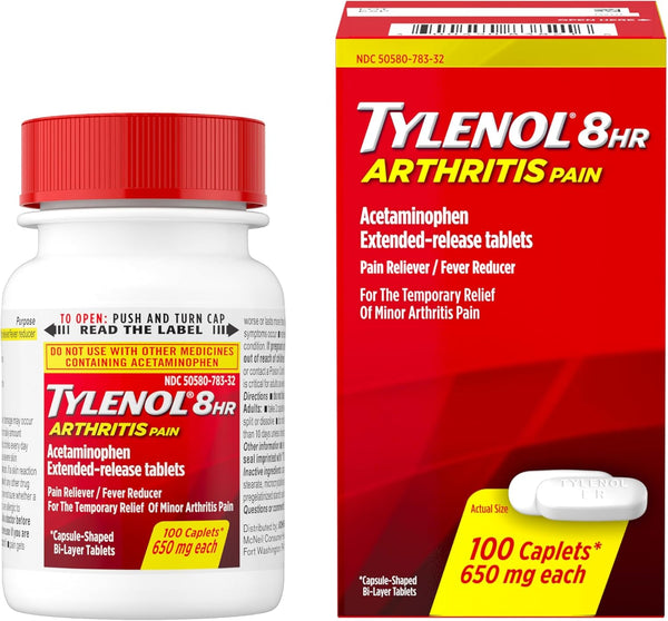 Tylenol 8 Hour Arthritis Pain Tablets with 650 Mg Acetaminophen for Arthritis & Joint Pain, 100 Ct