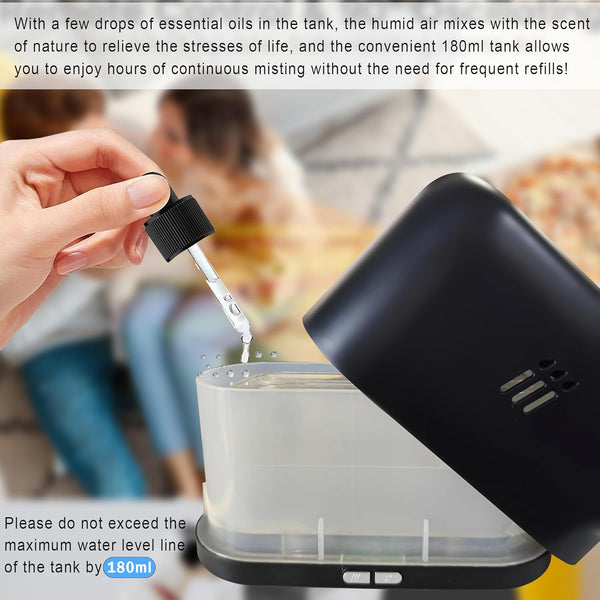 Ultrasonic Aroma Flame Diffuser for Essential Oils, 180Ml Cool Mist Humidifier with Auto-Off Protection, Aromatherapy Diffuser for Home, Office,