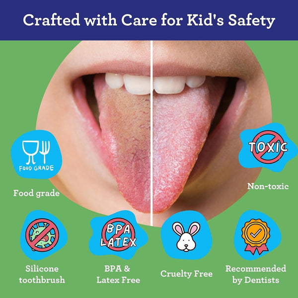 GuruNanda Kids Tongue Scraper (2-Pack) with Travel Case, Stainless Steel, Aids in Fresh Breath - Travel-Friendly Tongue Cleaner