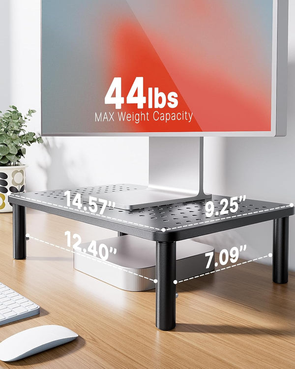 HUANUO Monitor Stand, Monitor Stand Riser 3 Height Adjustable, Monitor Riser with Airflow Vents, Laptop Stand for Desk, Laptop Riser, Desk