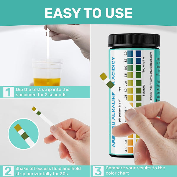 JNW Direct pH Test Strips for Urine and Saliva - 150 Litmus Paper Strips 4.5-9 pH Test Strips
