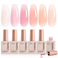 Beetles Jelly Gel Nail Polish Set - Ballet Dress Gel Polish, 6 Colors Milky Pink Nude Pink Sheer Gel Nail Kit Transparent Effect Soak Off UV DIY