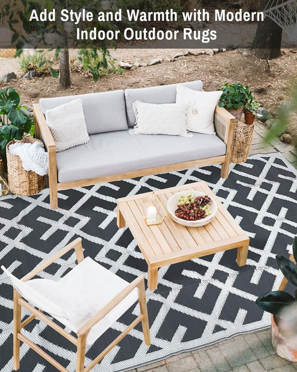 LILIOFFIC Outdoor Rug for Patio , 5'X8' Waterproof Plastic Patio Mat, Reversible Camping Rugs, Rv, Porch, Deck, Camper, Balcony,