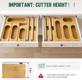 Reclosable Poly Bag Organizer for Kitchen Drawer, 5-Slot | Bamboo, 5 Independent Boxes, Slide Cutter, Magnetic Lid, Space-Saving Drawer Organizer