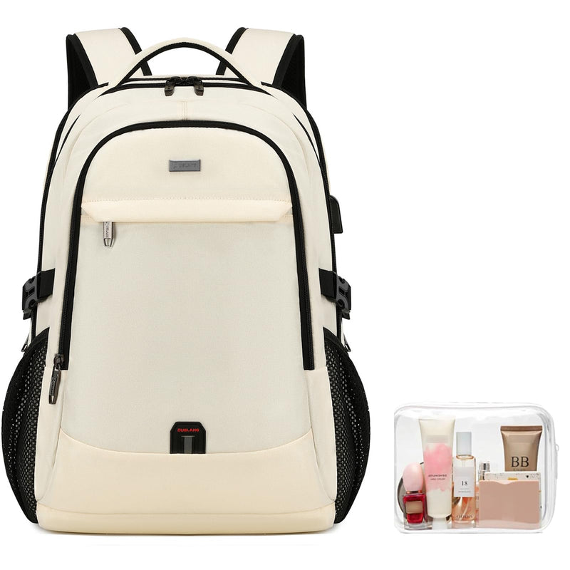 DUSLANG 17 Inch Laptop Backpack for Travel Water Resistant College Backpack for Women Laptop Bag with USB Charging Port and Clear Toiletry Bag