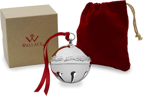 Wallace 51st Edition 2021 Silver Plated Sleigh Bell Ornament, Silver for Christmas 2021 Silver Sleigh Bell 2021 Editions