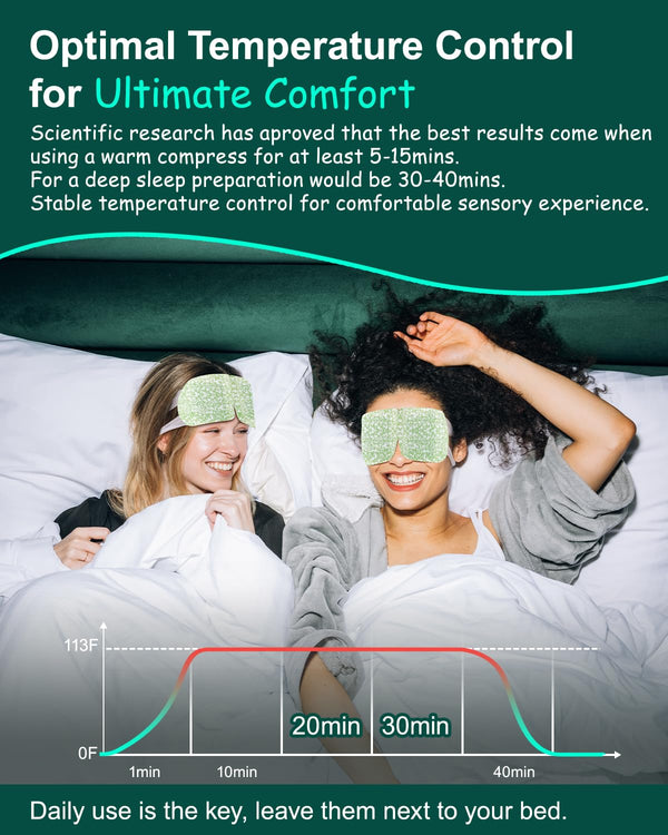 16 Packs Steam Eye Masks for Dry Eyes, Self Heating Warm Compress for Eyes Fatigue & Puffiness Relief, Disposable Heated Eye Mask Travel
