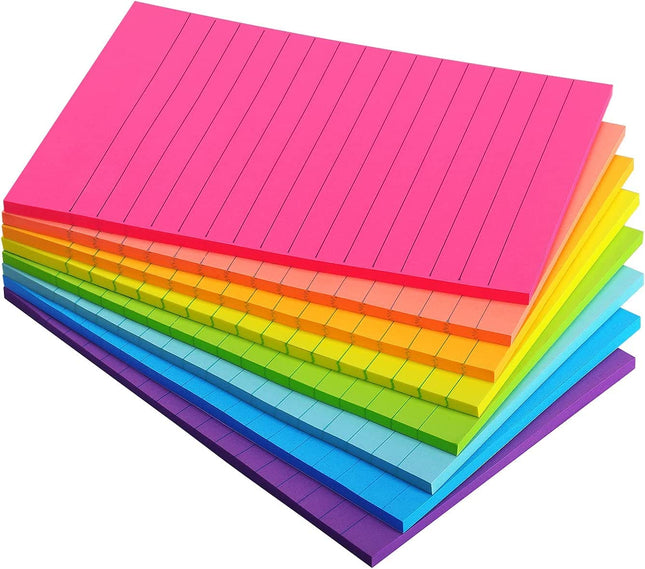 Eastern Wolf 8 Pads Lined Sticky Notes 4X6 Sticky Notes with Lines Self-Stick No