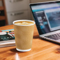 SIUQ Coffee Cups 12 oz 150 Pack, Insulated Ripple Wall Paper Coffee Cups 12 oz, Disposable Coffee Cups, Hot Beverage/Cold Drinking Cups for