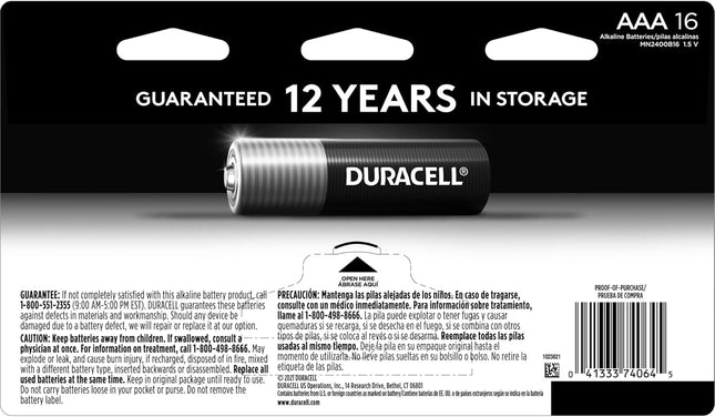 Duracell Coppertop AAA Batteries with Power Boost Ingredients, 16 Count Pack Tri