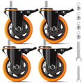 4 Inch Caster Wheels 2000Lbs, Threaded Stem Casters Set of 4 Heavy Duty, 1/2"-13 x 1 (Screw Diameter 1/2", Stem Length 1"), Safety Dual Locking