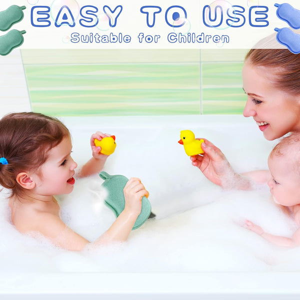 Tatuo 4 Pcs Baby Bath Sponge Toddler Bath Sponge,Green, Blue
