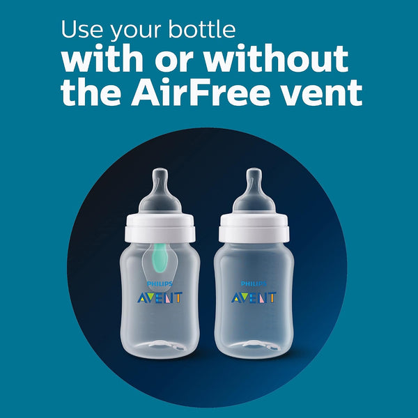 Philips Avent Anti-Colic Baby Bottle with AirFree Vent, Medium Flow 2 Nipple, 1m+, 9oz, 4 Pack, Clear, SCY703/04 Clear 4 Count (Pack of 1) 9 Ounce