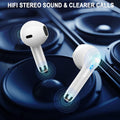 Wireless Earbuds, Bluetooth 5.4 Ear Buds, LED Power Display, 6D Bass Stereo Pearl White