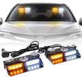XRIDONSEN 2 in 1 Dash Strobe Lights Interior Windshield Emergency Lights | Amber White Warning Hazard Safety Flashing Light w/ Suction Cups for