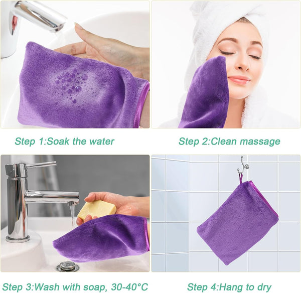 PHOGARY 10 Pack Body & Face Microfiber Washcloths for Baby Younger Kid, Soft Flannel Wash Cloth for Washing Face, Fluffy Easy-Dry Facial Wash