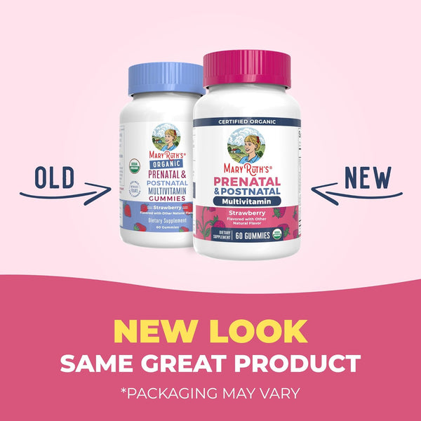 Maryruth Organics Prenatal Vitamins for Women | USDA Organic Prenatal Gummies | Postnatal Vitamins for Women Breastfeeding | Methylfolate 800 Mcg