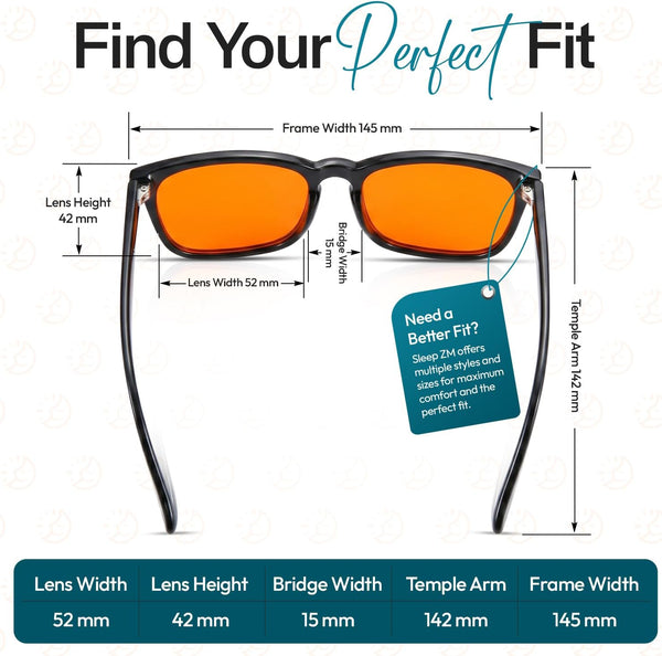 Sleep ZM Blue Light Blocking & Light Sensitivity Glasses with 14 Lens Types 1 Voyager Frame - Sleep Aid Orange Lens