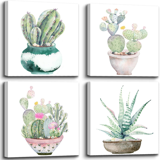 Dgbtcart Succulent Plants Bathroom Decor Wall Art, Green Cactus Pictures Canvas Print, Botanical Paintings for Bedroom L