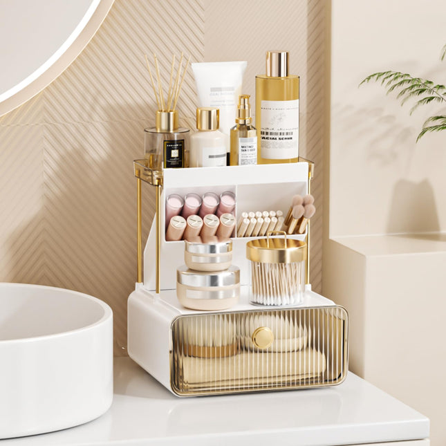 2-Tier Makeup Organizers Countertop,Versatile Bathroom Counter Organizer,Cosmetic Make up Organizers for Vanity,Cute Ski