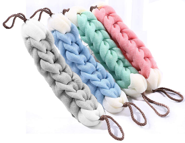 Aarainbow 4 Packs Long Stretch Back Sponge with Rope Handles Back Scrubber Body Sponges for Bathing, Bath Shower Mesh Sp