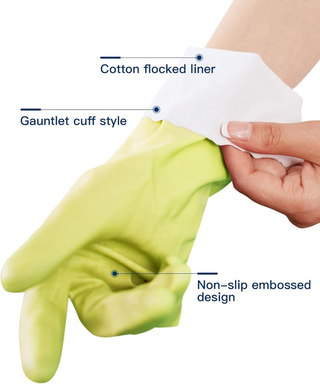 LANON 3 Pairs Wahoo Skin-Friendly Cleaning Gloves, Dishwashing Kitchen Gloves wi