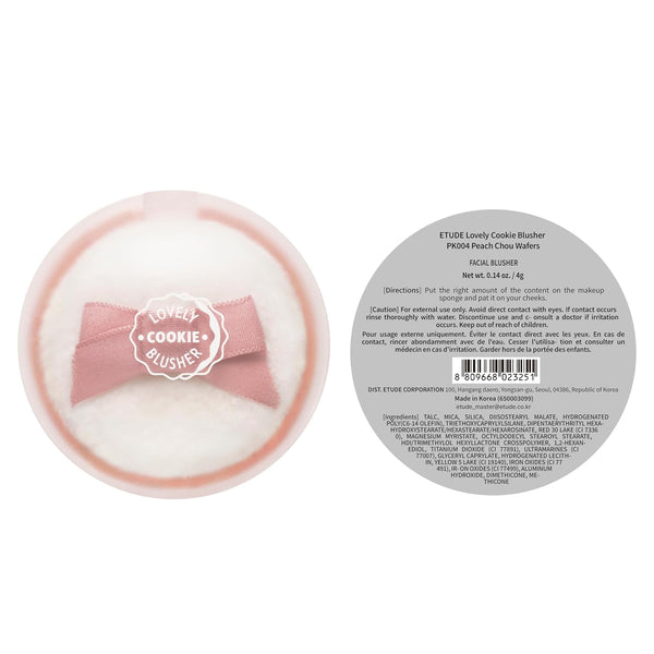 ETUDE Lovely Cookie Blusher - Peach Choux Wafers 4G | Glowing & Natural Powder Blush with Long-Lasting Sebum Control | Easy Application | Korean