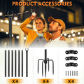 FEED GARDEN String Light Poles for Outside,9.8FT Metal Poles for Outdoor String Lights, Stand Poles for Deck, Garden, Patio, Wedding, Backyard,