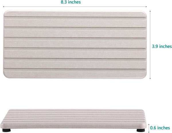 NiuYichee 2 PCS Water Absorbent diatomite Coasters, 8.3" x 4" Water Absorbing Stone Tray for Sink, Stone Drying mat for Kitchen Counter, Stone