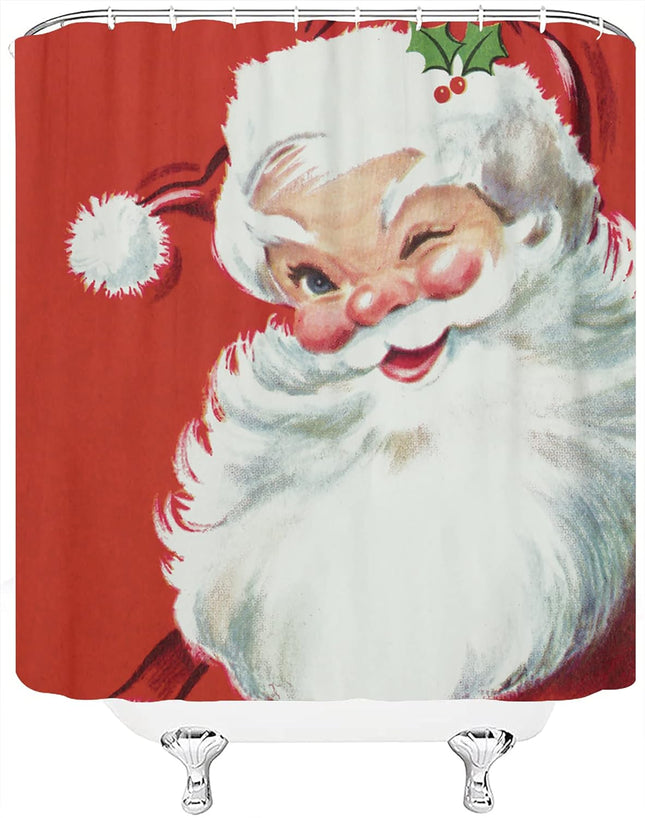 Sonernt Vintage Christmas Jolly Santa Claus Shower Curtain for Bathroom Polyeste