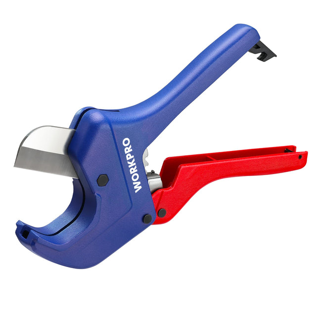 WORKPRO Ratchet PVC Pipe Cutter, Up to 1-5/8", Plastic Pipe and Tubing Cutter for PEX, PVC, PPR, and Plastic Hoses, High