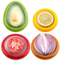 T-Raputa Avocado Saver and Tomato Holder - Set of 4 Reusable Storage Containers for Fridge - Ideal for Garlic, Onions, Lemons, and Potatoes Red,
