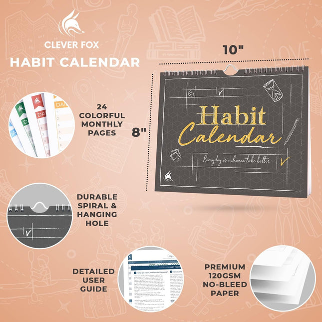Clever Fox Habit Tracker Calendar Ã¢ÂÂ Inspirational Goal Tracker and Habit Ca