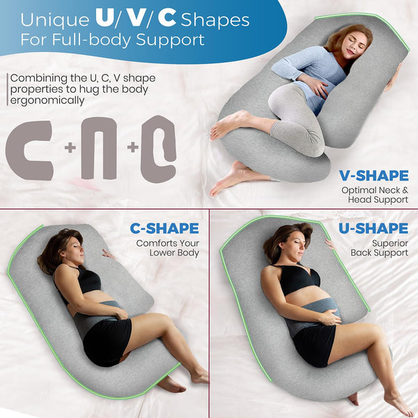 PILLANI Cooling Pregnancy Pillows for Sleeping – 57-Inch Maternity Pillow for Pregnant Women with Removable Washable Cover – Support for Back,