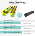 Chicwrap Lemon Refillable Plastic Wrap Dispenser - Includes 12" X 250' Roll Professional Grade Disposable Plastic Wrap - Reusable Dispenser