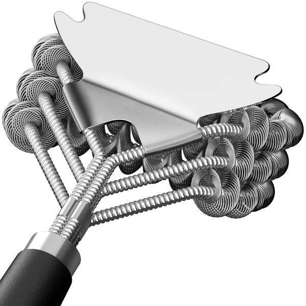 Stainless Steel BBQ Grill Brush and Scraper, Bristle-Free, Universal 3D Scraper Included