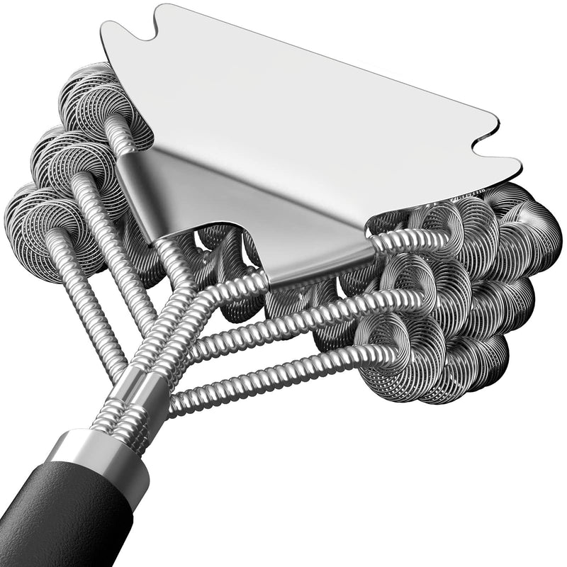 Stainless Steel BBQ Grill Brush and Scraper, Bristle-Free, Universal 3D Scraper Included