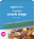 Amazon Basics Reclosable Food Storage Snack Bags, 300 Count Rectangle (300 Count) (Pack of 1)
