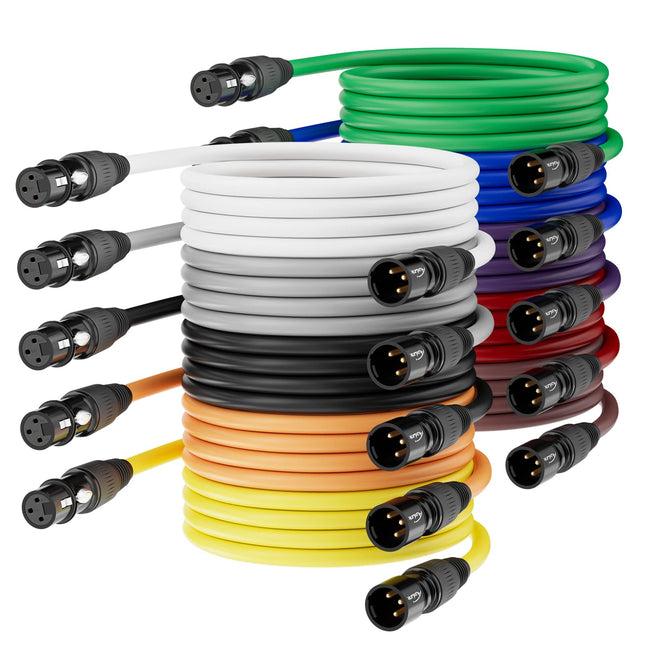 XLR Cables, Microphone Cable 6Ft 10 Pack, XLR Male to Female Gold-Plated 3-Pins 