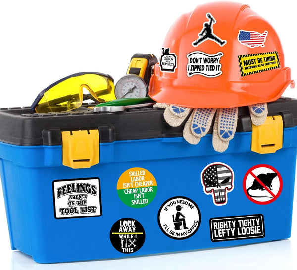 150 PCS Funny Hard Hat Stickers for Adults Dark Humor, Hilarious Decals for Tool Box, Helmet, Blue Collar Prank Meme Vinyl Waterproof Gift for
