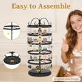 MODOWEY Rotating Earring Holder Organizer Stand, 5 Tier Metal Tree Display for Women Vendors, 220 Holes Adjustable Jewelry rack for Stud Hoop