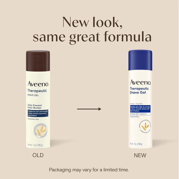 Aveeno Therapeutic Shave Gel for Women & Men, Sensitive Skin Shaving Cream with Prebiotic Oat & Vitamin E, Helps Prevent Razor Bumps & Skin